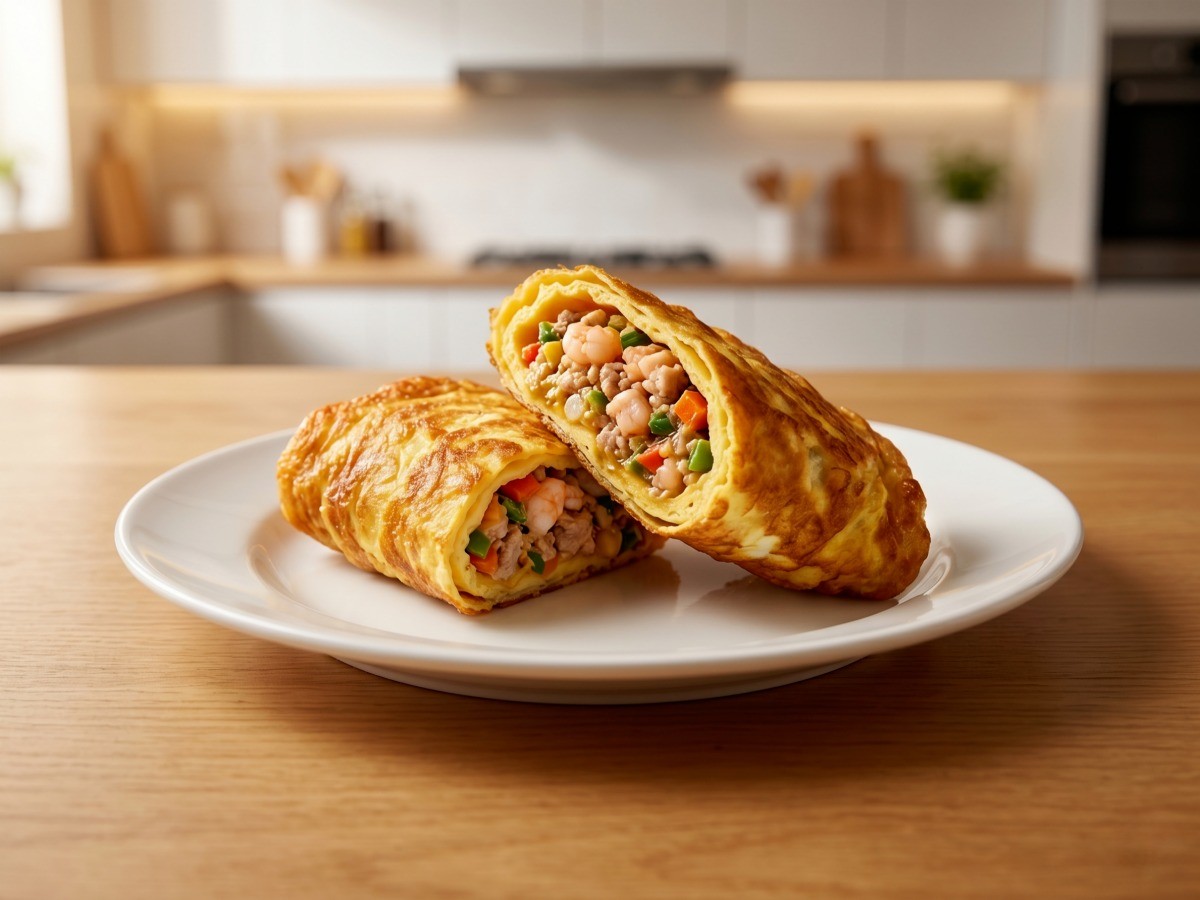 노릇노릇 바삭하게 튀겨진 이연복 셰프의 특급 계란말이 짜춘권 완성 모습