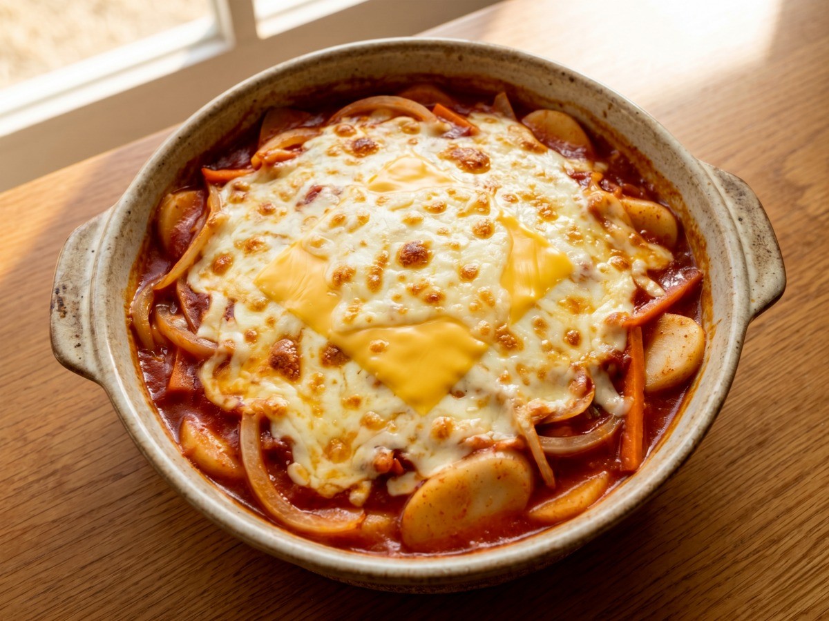 치즈가 듬뿍 올라간 전자레인지 5분 완성 이연복 토마토소스 떡그라탕 완성 모습