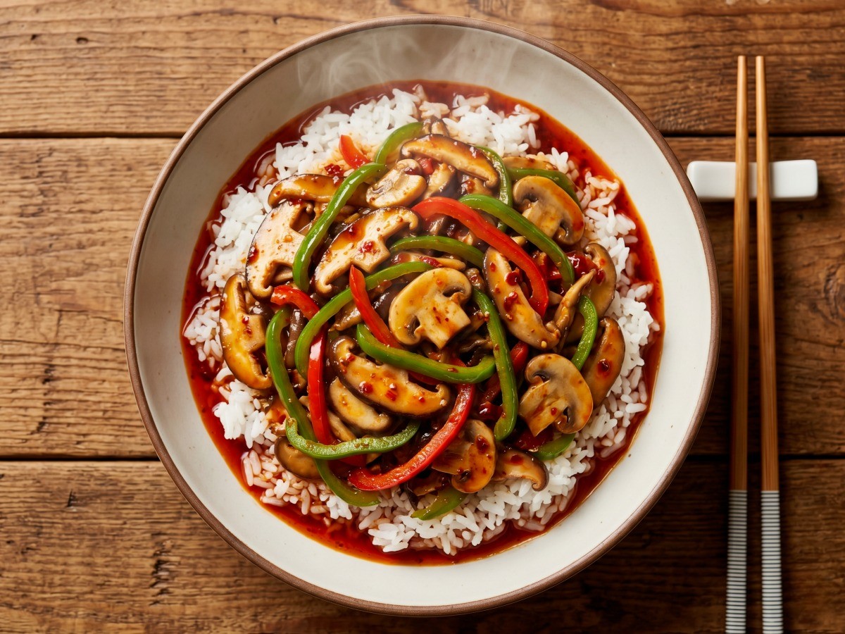 이연복 셰프의 매콤달콤 두반장 버섯채 볶음 완성 요리