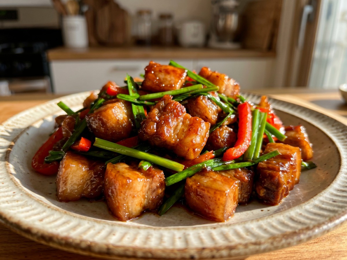 윤기가 흐르는 항정살 부추볶음 완성 사진