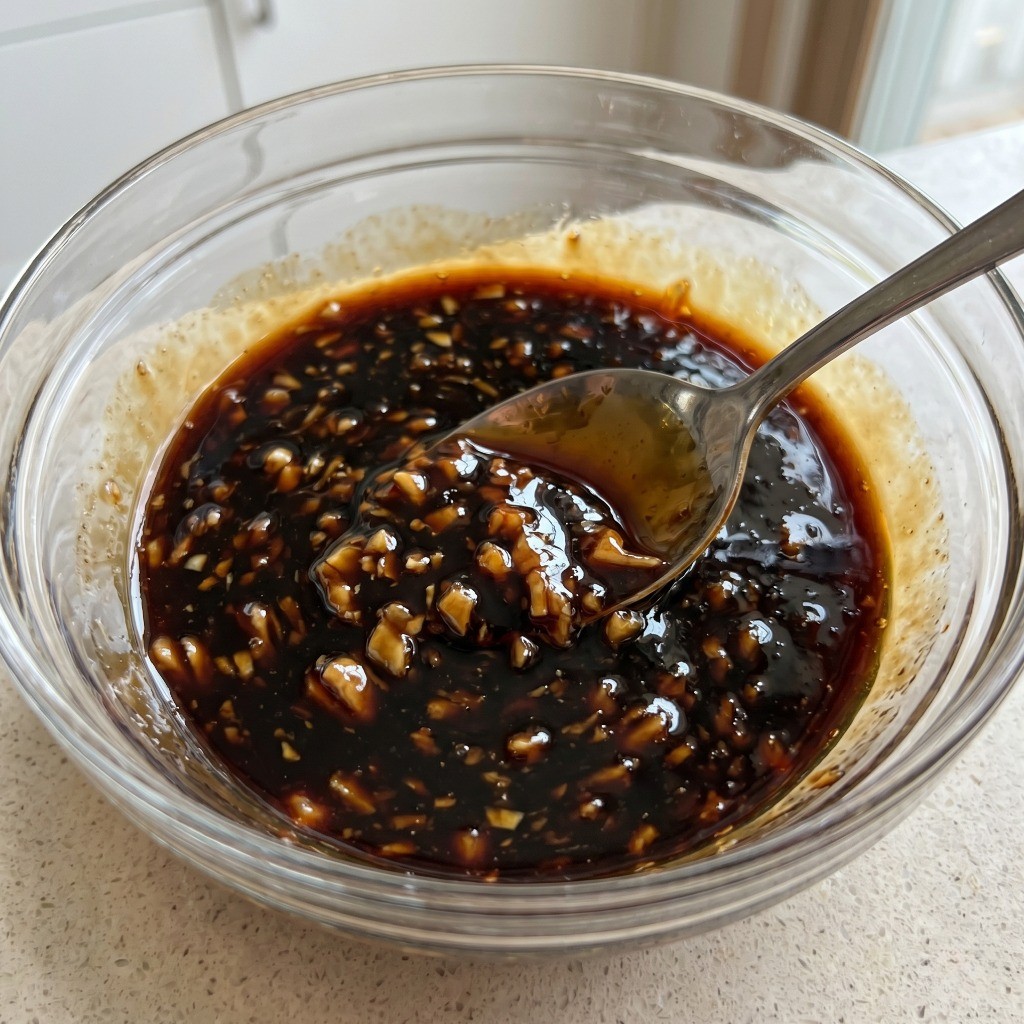 간장, 굴소스, 물엿 등을 1:1 비율로 섞어 만든 이연복 항정살 부추볶음 특제 소스