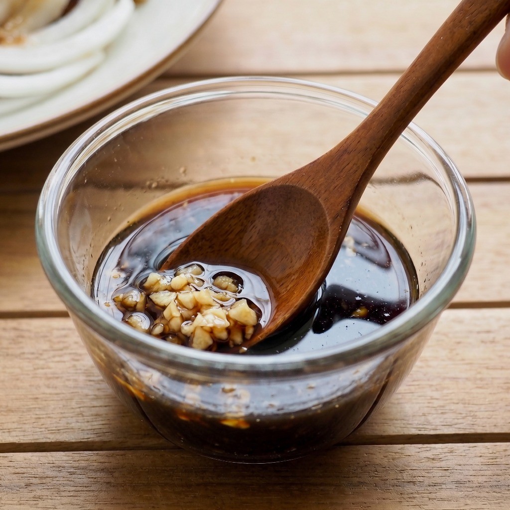 다진 마늘, 간장, 올리고당을 섞어 이연복 두부냉채 특제 마늘 소스 만드는 법