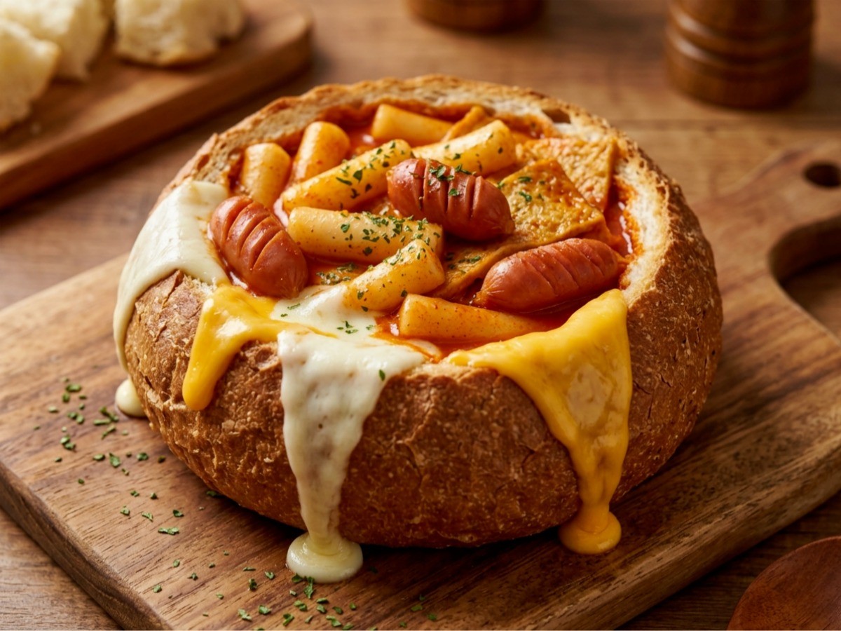 치즈가 듬뿍 흘러내리는 완벽한 비주얼의 편스토랑 이영자 몽떡(빠네 떡볶이) 완성 사진