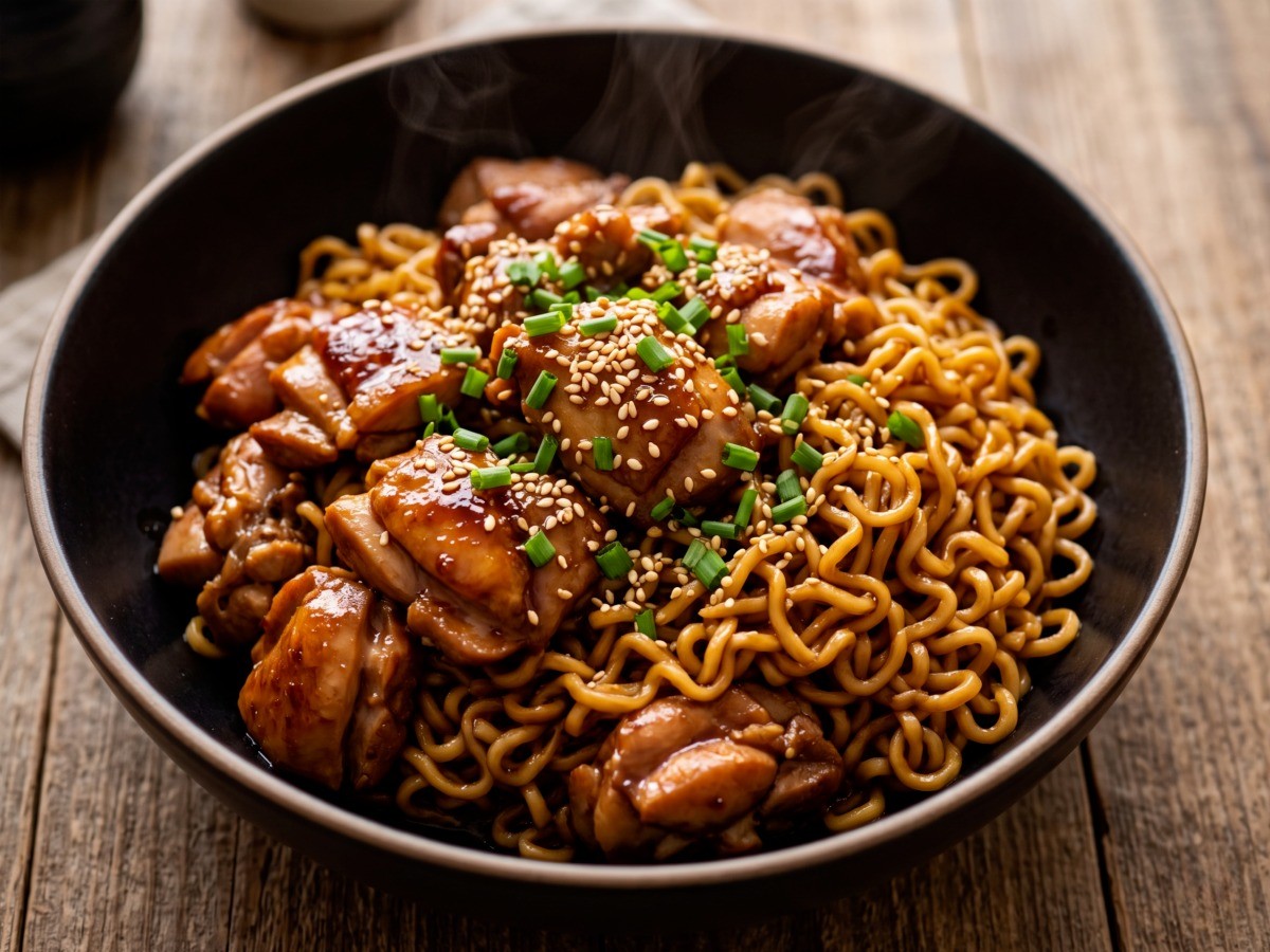 완성된 편스토랑 이영자 간장닭갈비볶음면 레시피 플레이팅