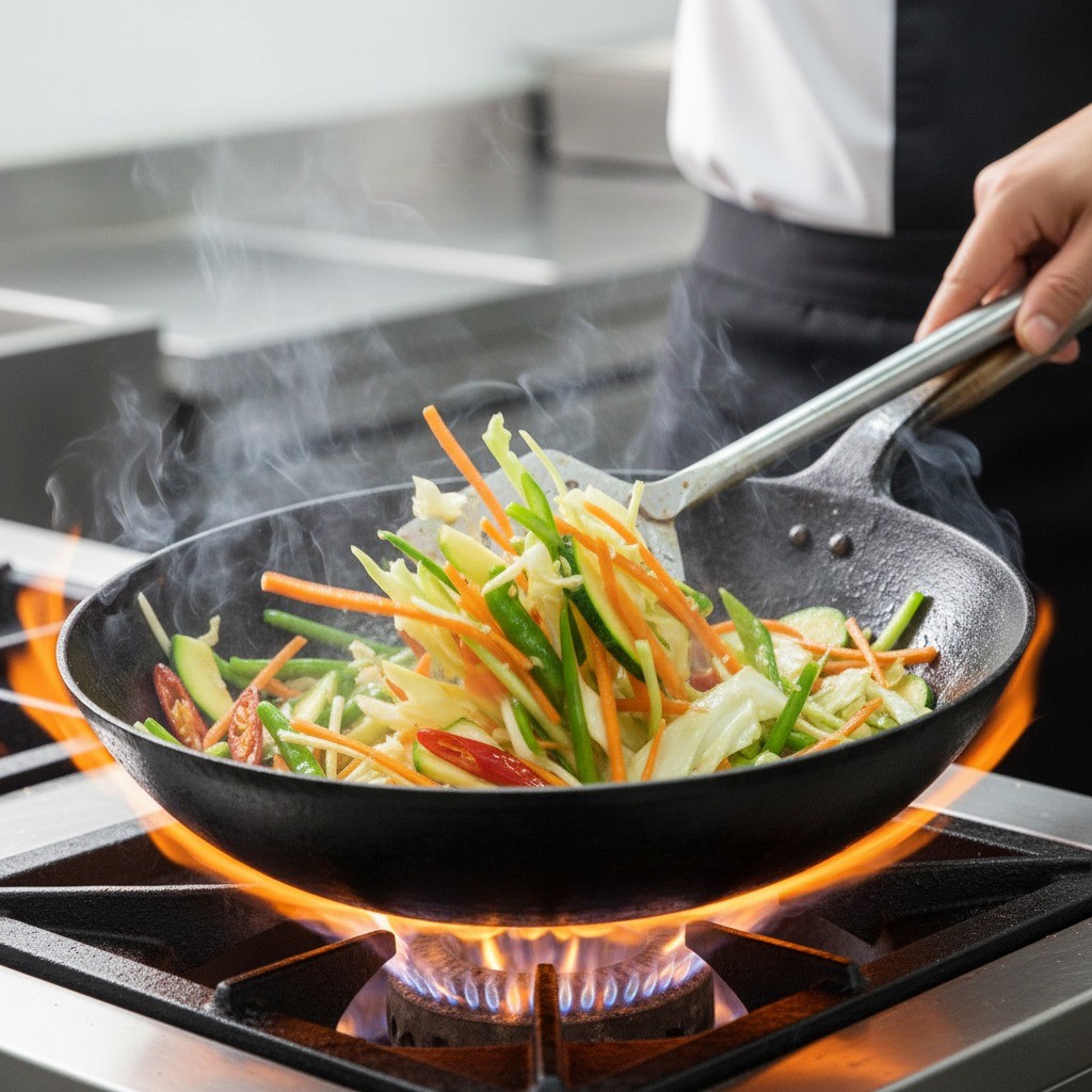 팬에 채소 믹스 넣고 불맛나게 볶기