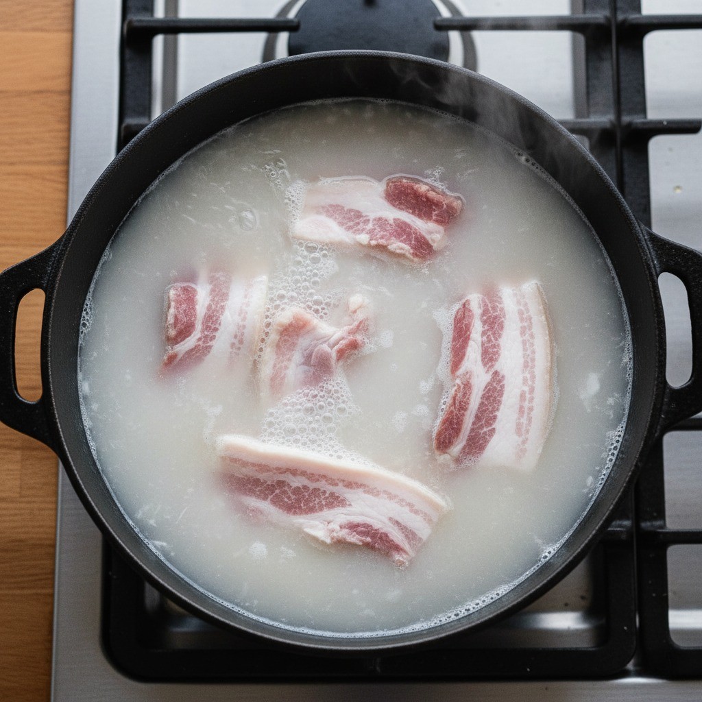돼지고기 육수 내기