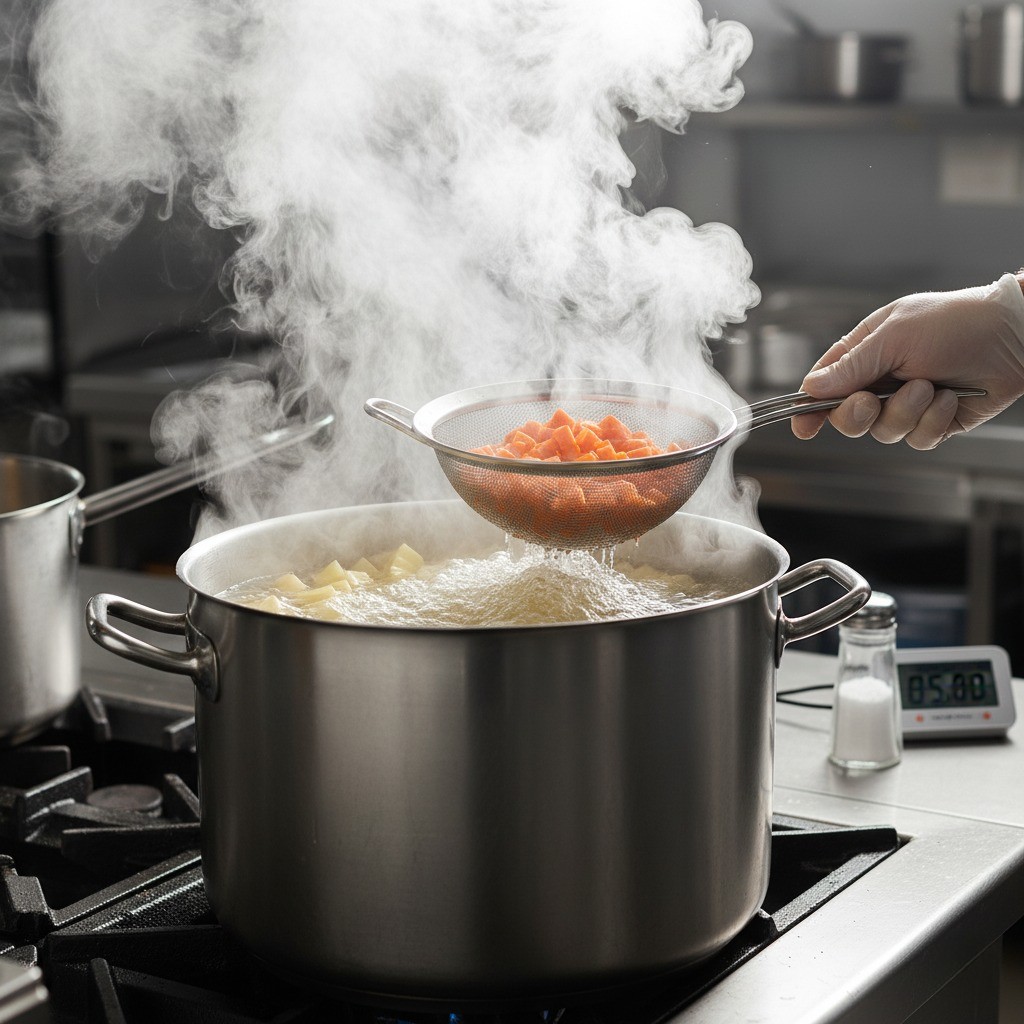 오이와 양파를 썰어 소금에 절이는 모습