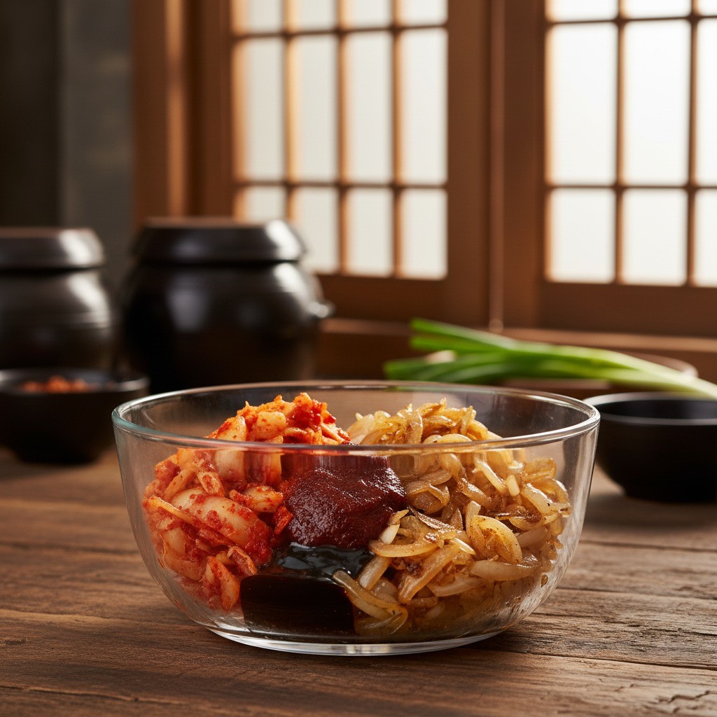 그릇에 양념 재료 담기