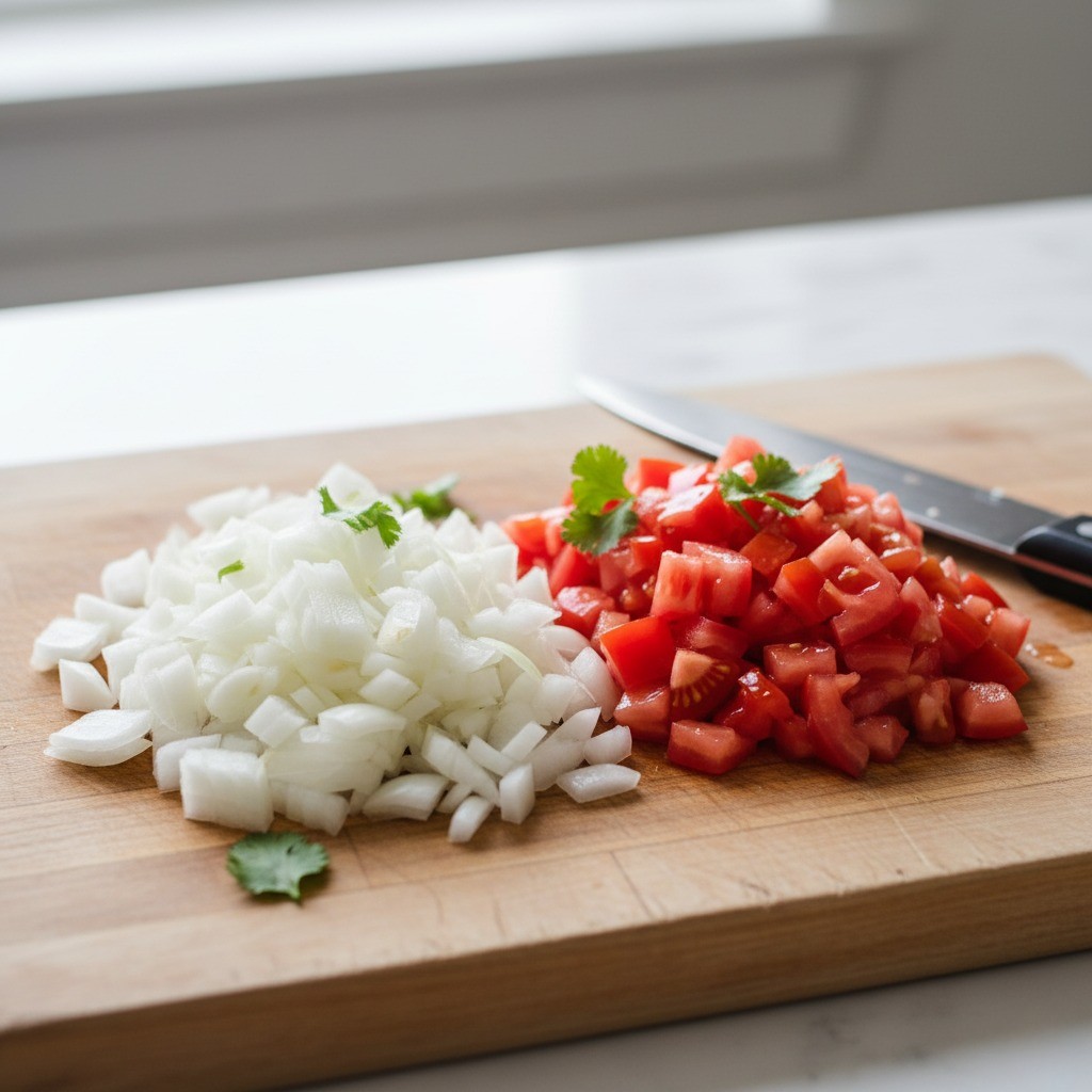 잘게 다진 양파와 토마토