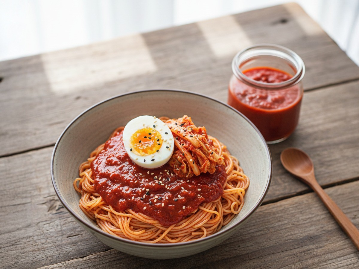 백종원식 강식당 비빔국수와 양념장 완성 사진