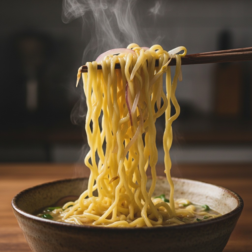 라면 면발이 평소보다 더 익어서 부드러워질 때까지 푹 삶는 과정