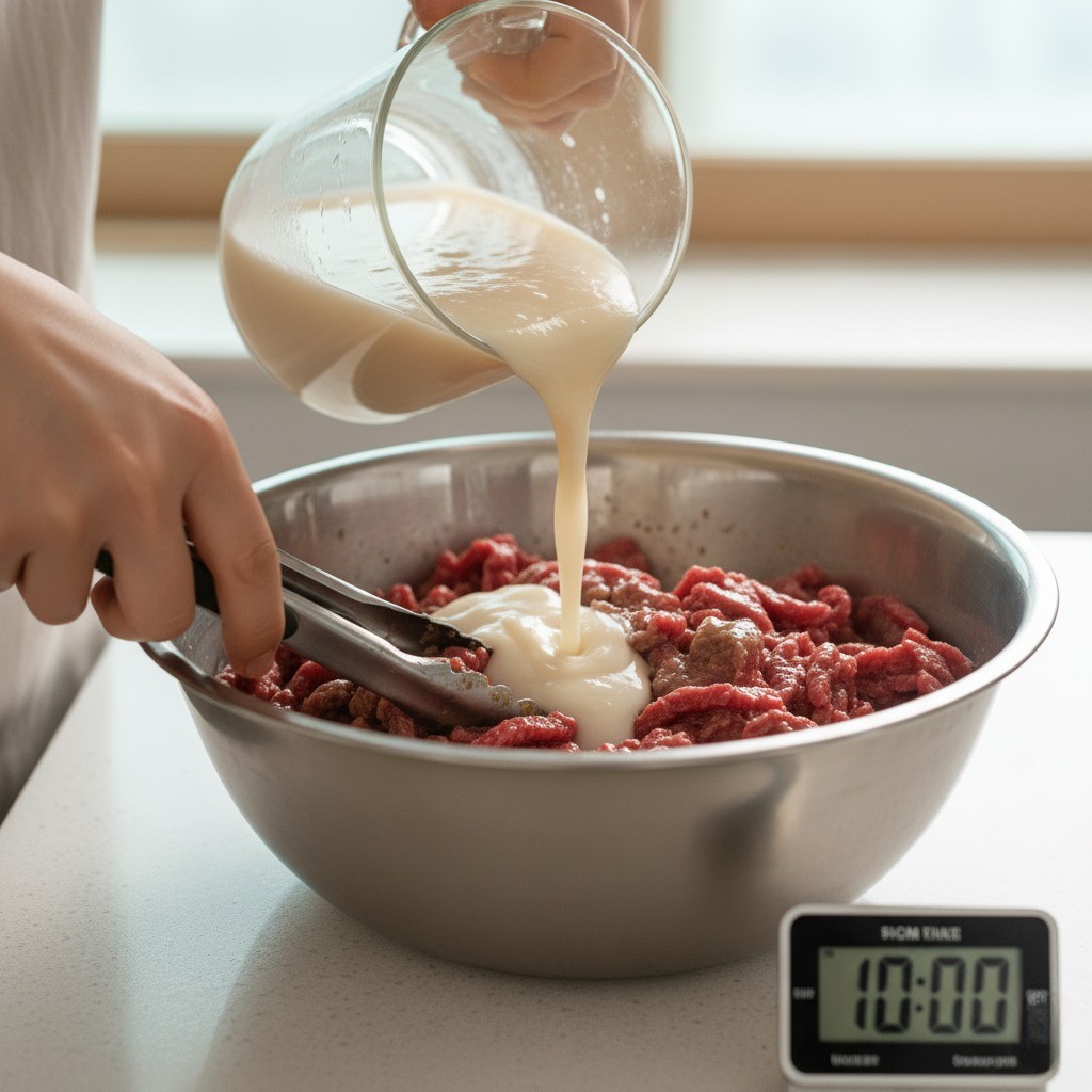 소고기 10분간 재우기