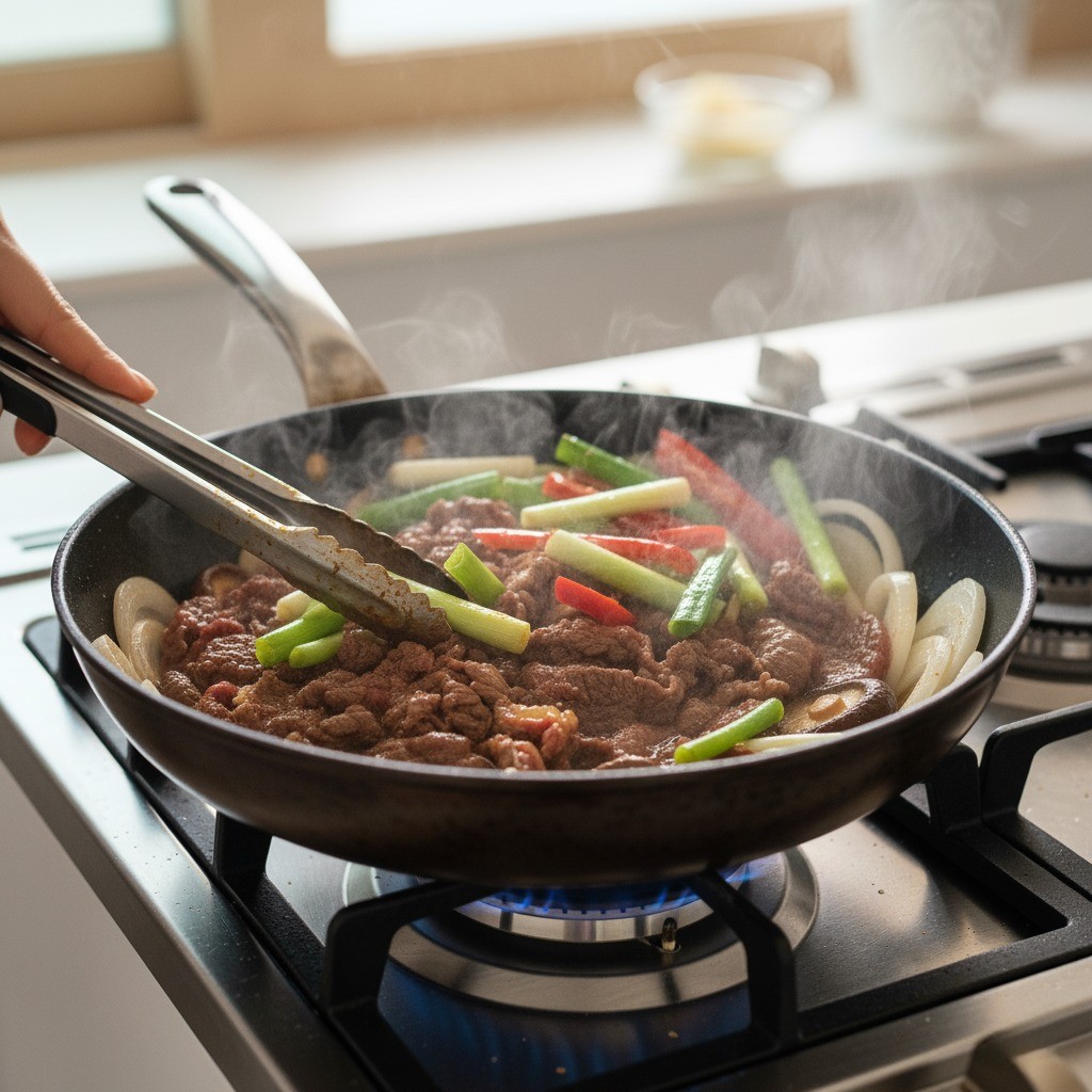 마지막에 대파 넣고 볶아서 완성