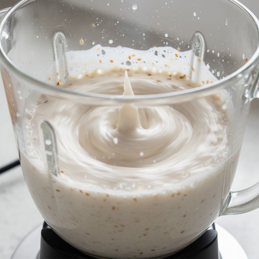 믹서기로 콩국물을 곱게 가는 모습