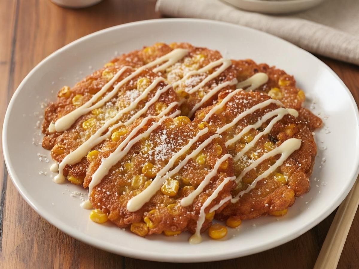 노릇하고 바삭하게 구워진 백종원표 초간단 옥수수전