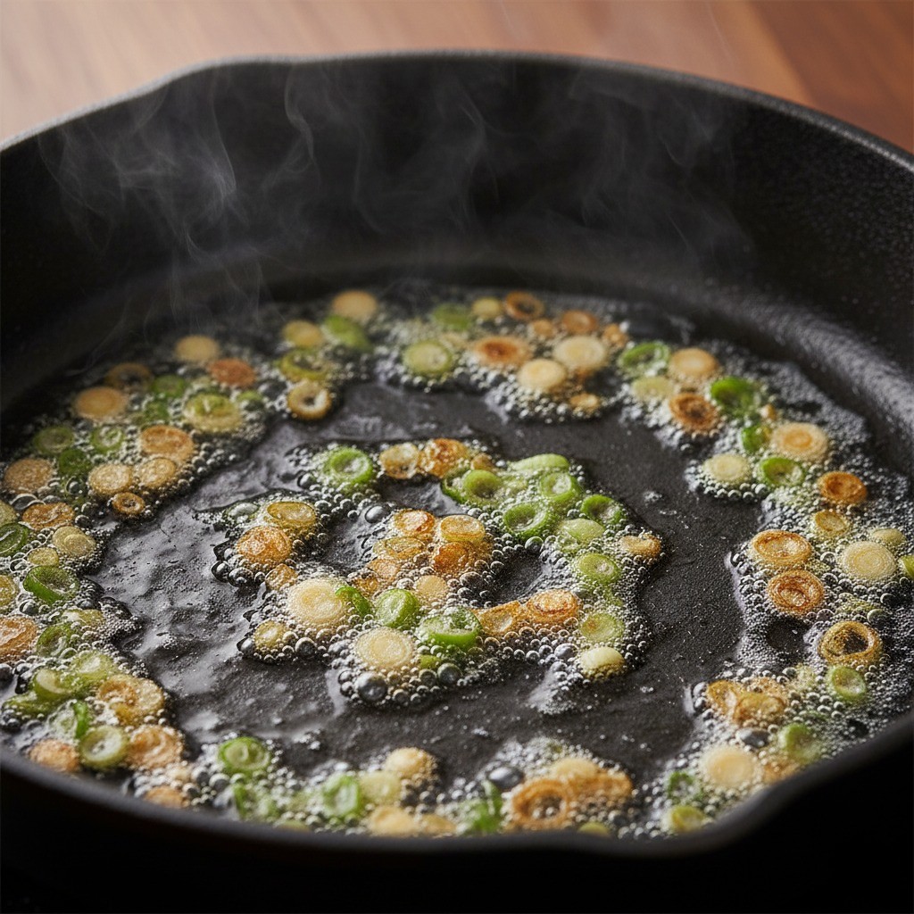 팬에 파기름을 내는 모습