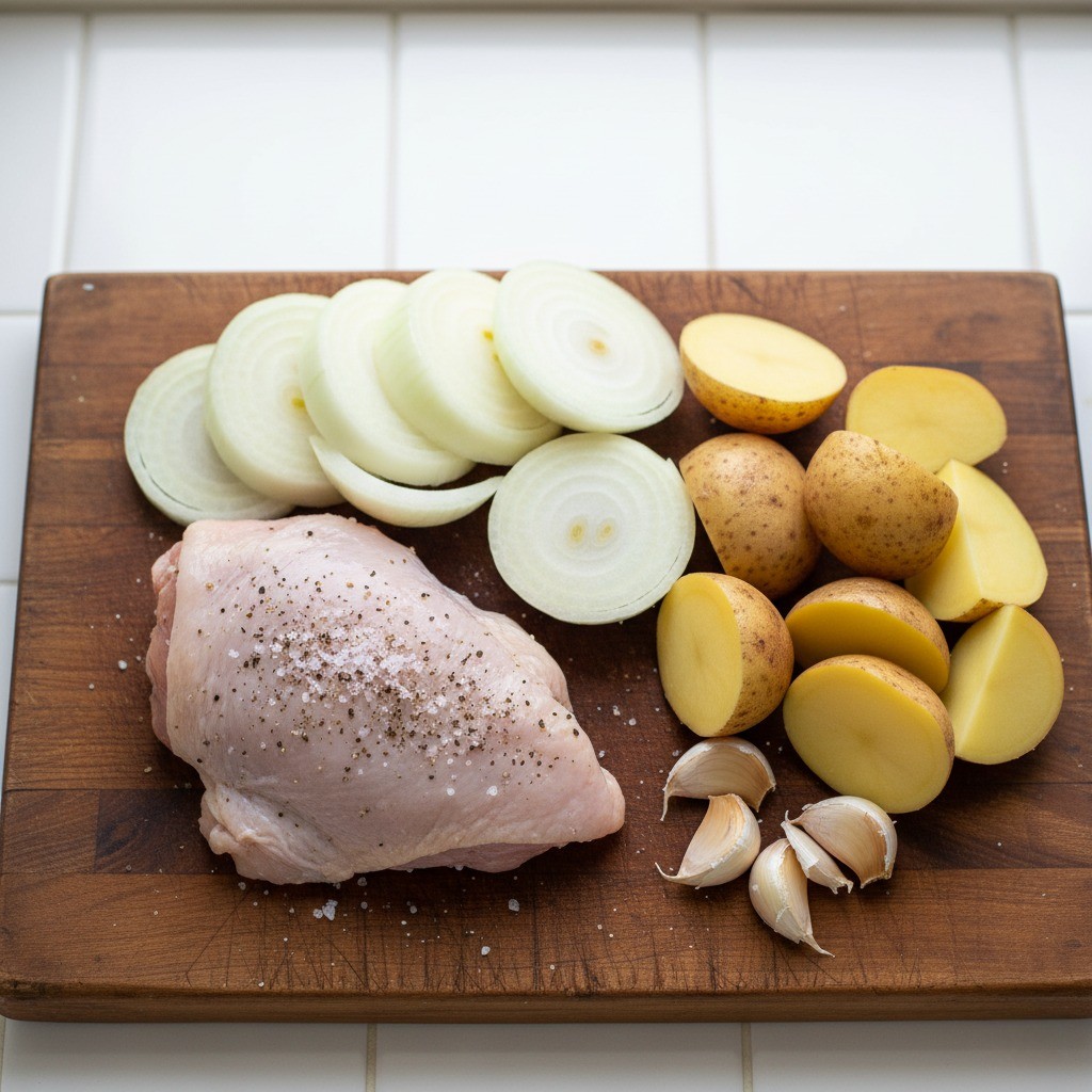 닭고기 밑간 및 채소 손질