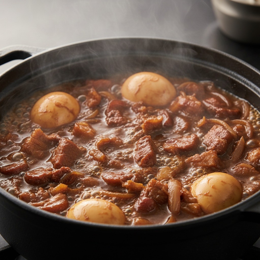 족발덮밥 소스 약불에 졸이기