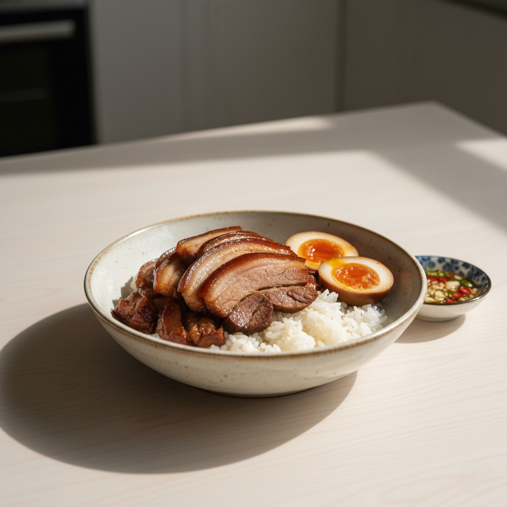 족발덮밥 그릇에 담아 완성