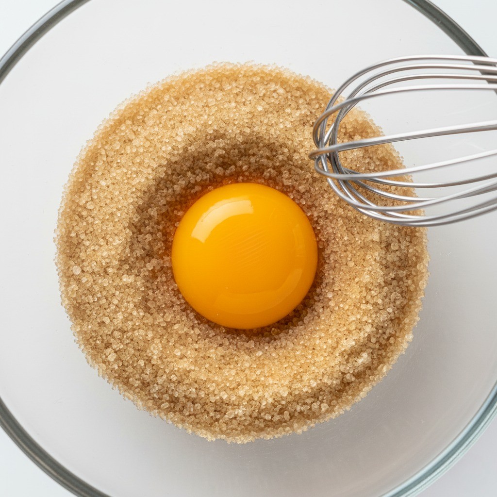 달걀과 설탕을 섞는 모습