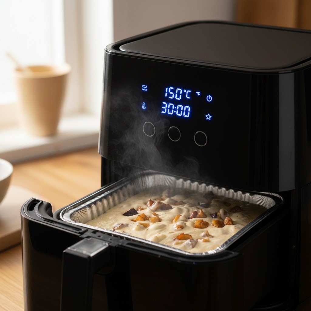 에어프라이어에서 사과파이가 구워지는 모습