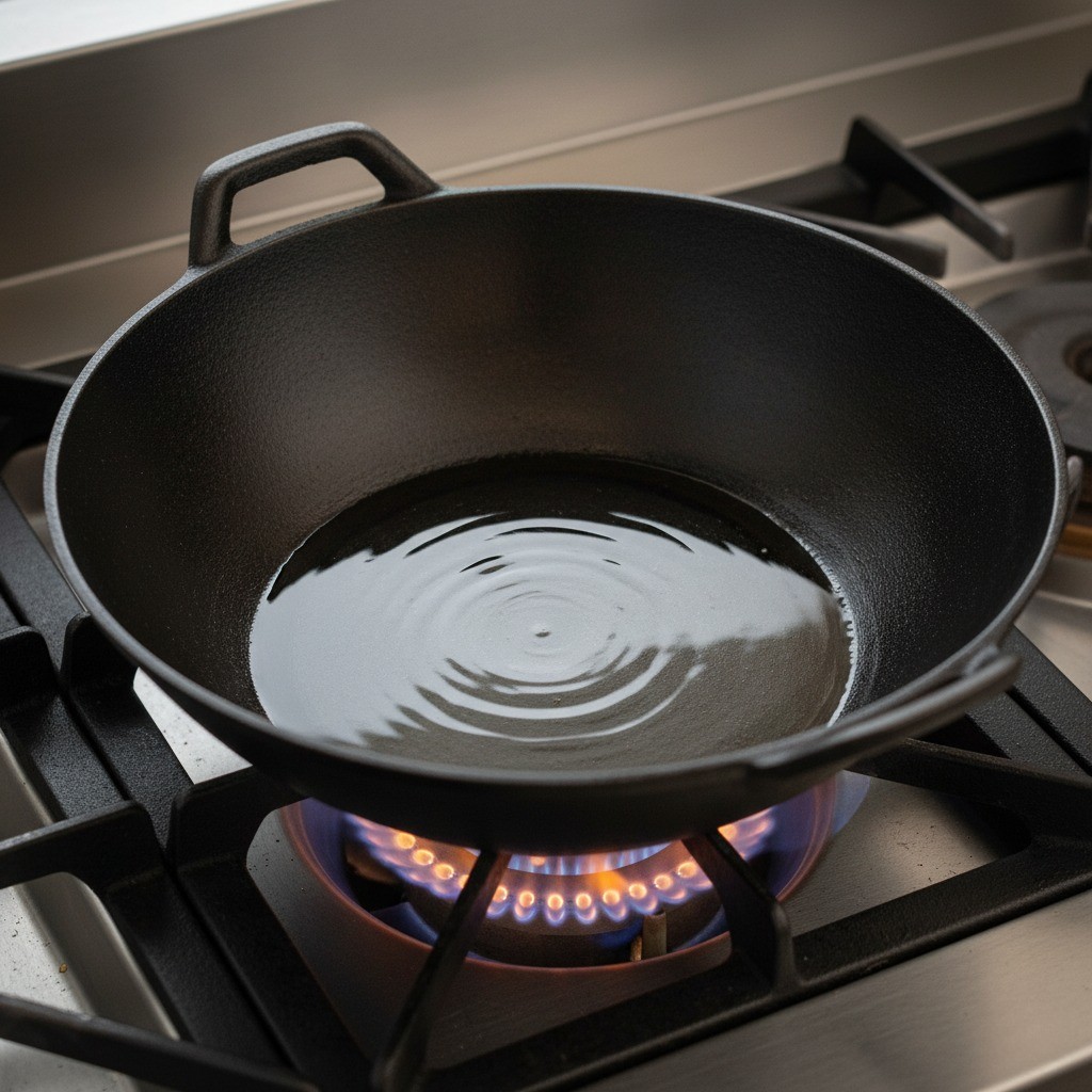 팬에 기름 두르기