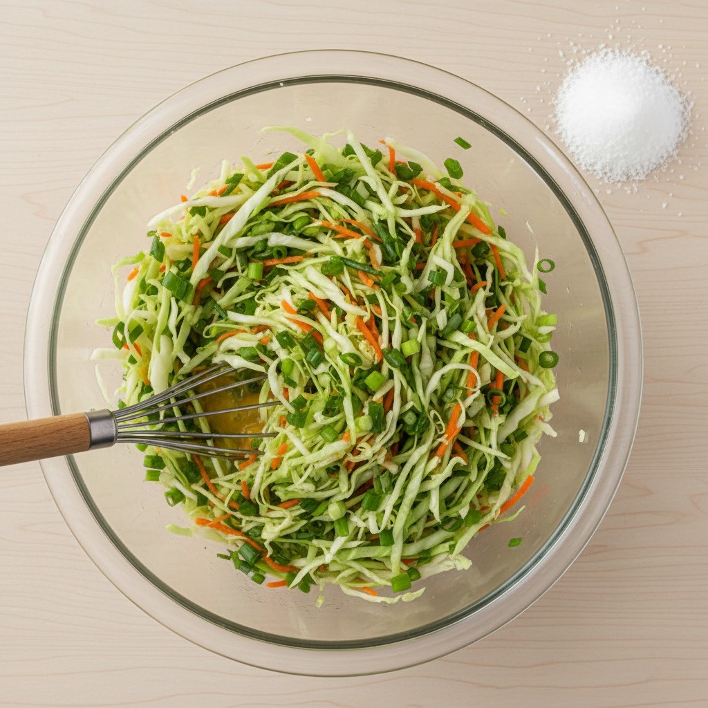 채소와 달걀을 섞은 볼