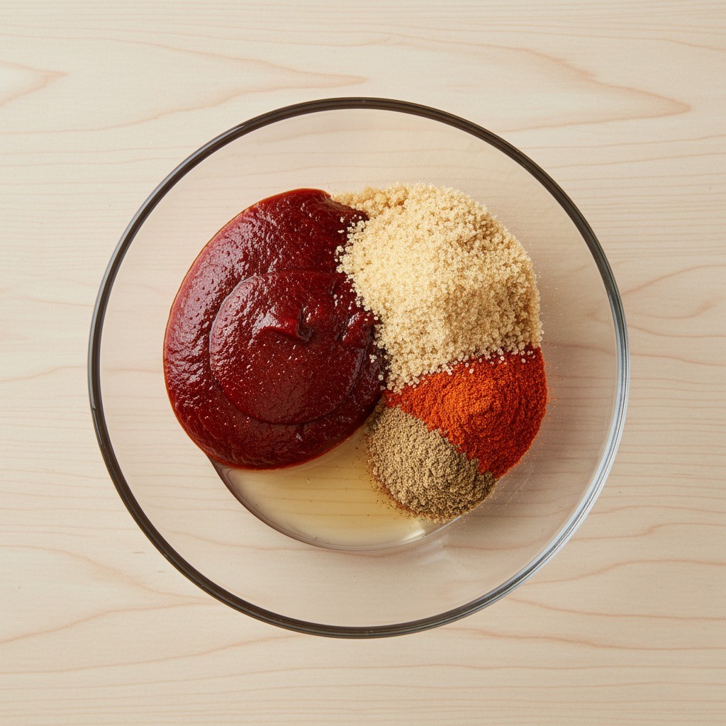 볼에 고추장, 고춧가루 등 양념장 재료를 섞는 과정