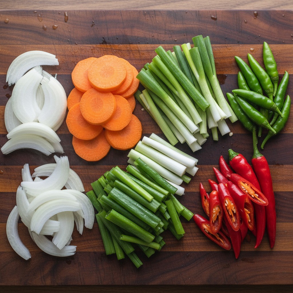 두부김치용 채 썬 대파, 양파, 당근