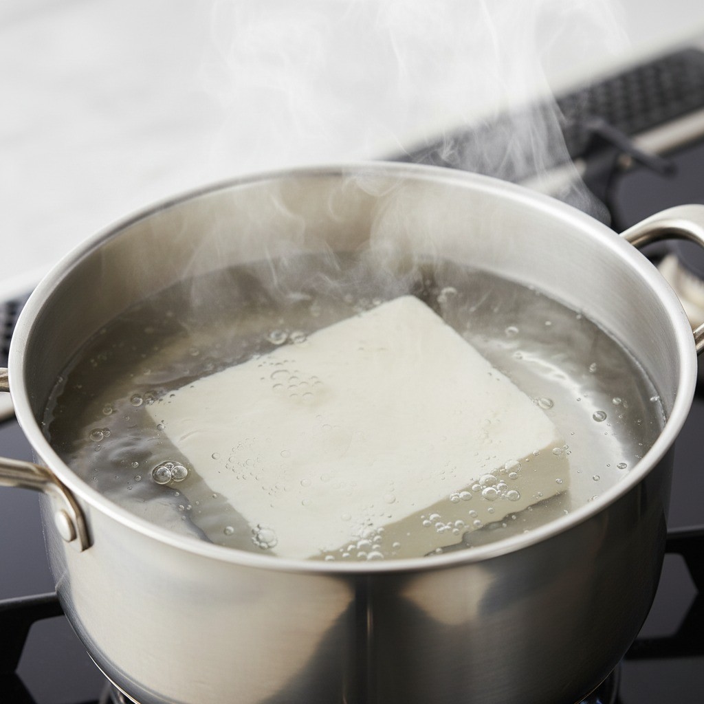 끓는 물에 두부 통째로 데치기