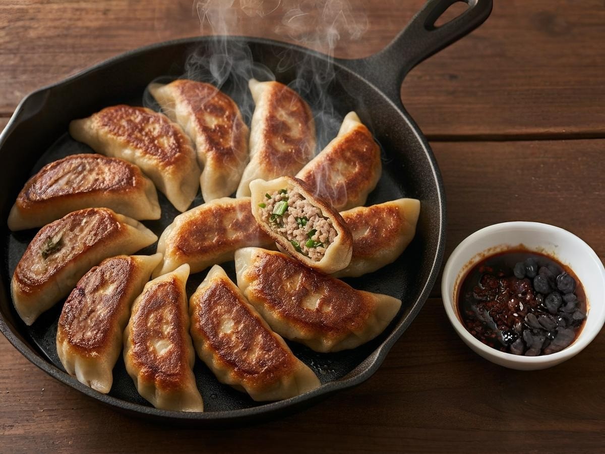 바삭하고 촉촉하게 구워진 냉동만두