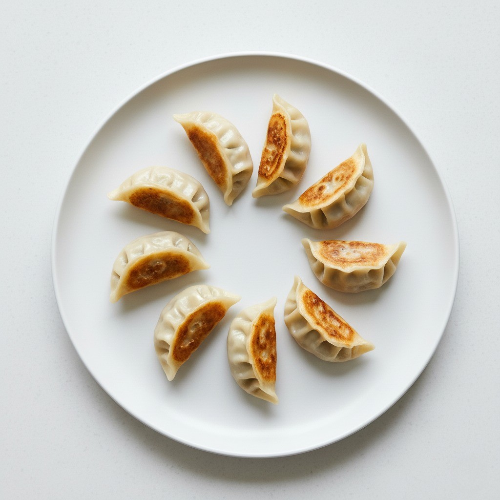 완성된 날개만두를 접시에 뒤집어 담은 모습