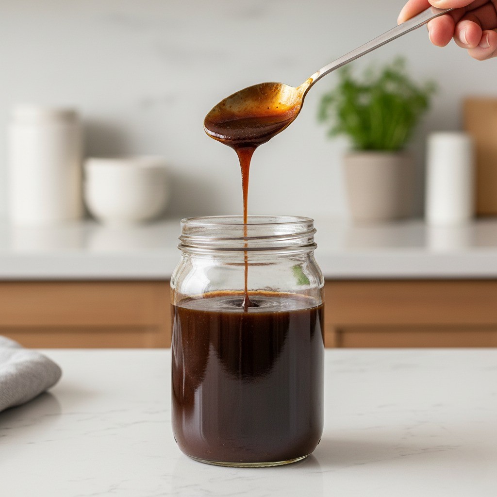 완성된 만능 볶음 소스를 병에 담은 모습