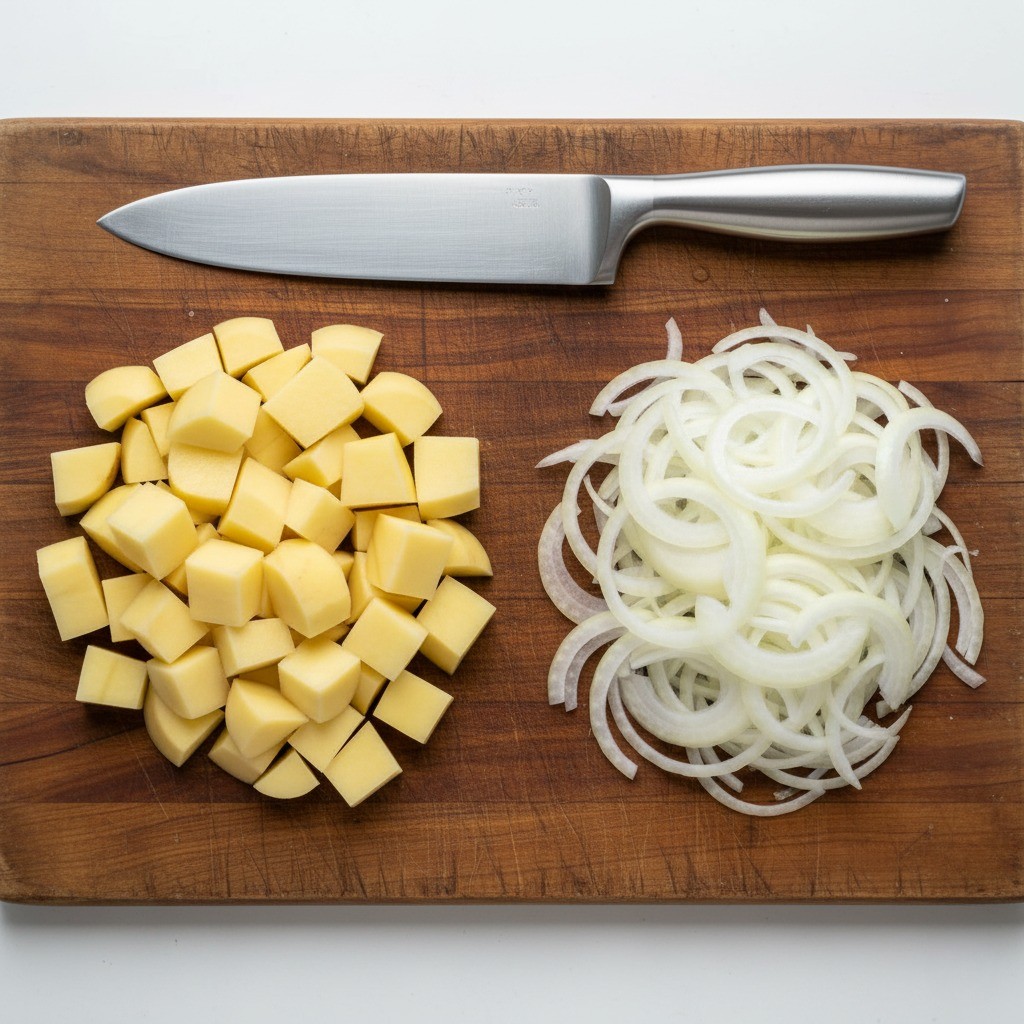 감자와 양파 손질하기