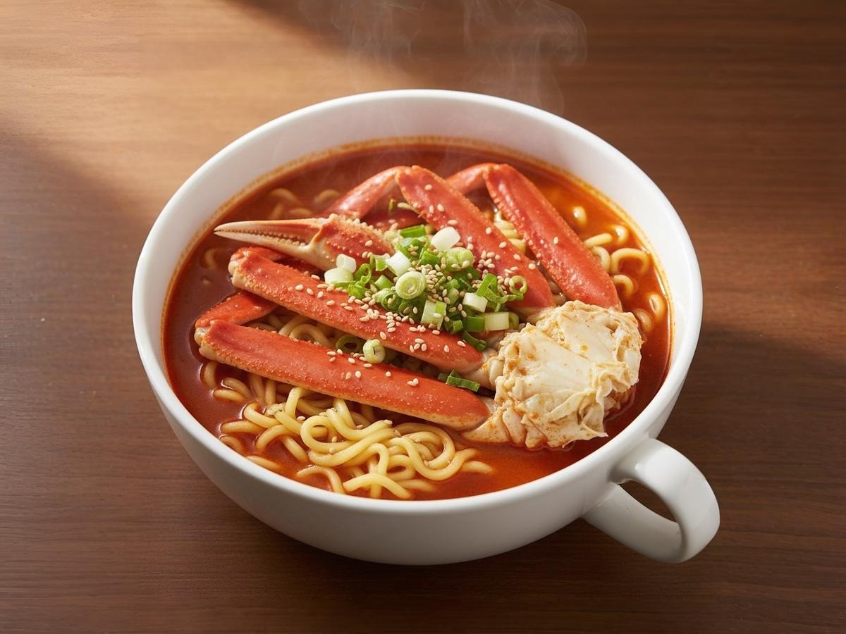 김이 모락모락 나는 얼큰한 백종원 홍게라면