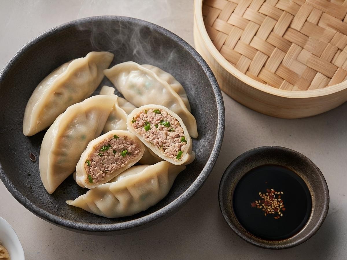 백종원 레시피로 만든 육즙 가득한 고기만두 완성 접시