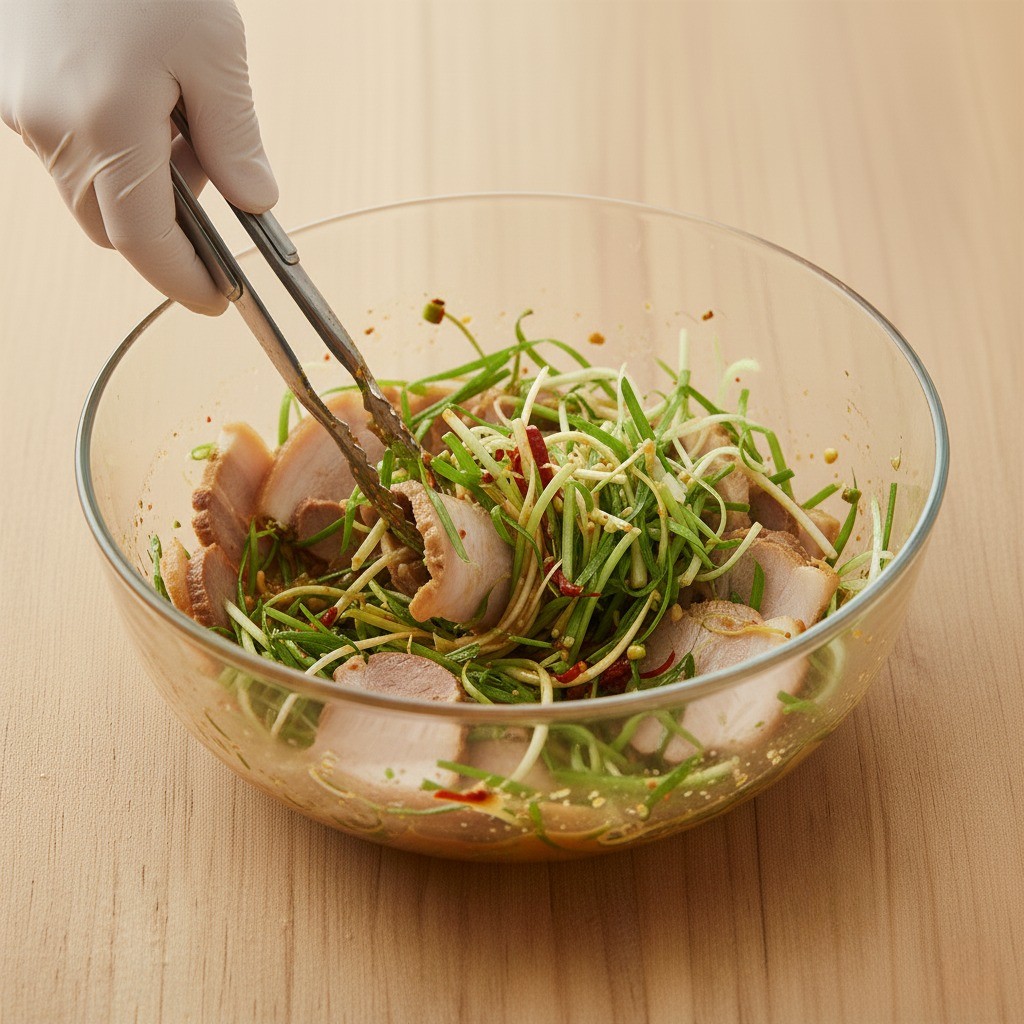 편육냉채 응용 - 볼에 모든 재료 넣고 무치기