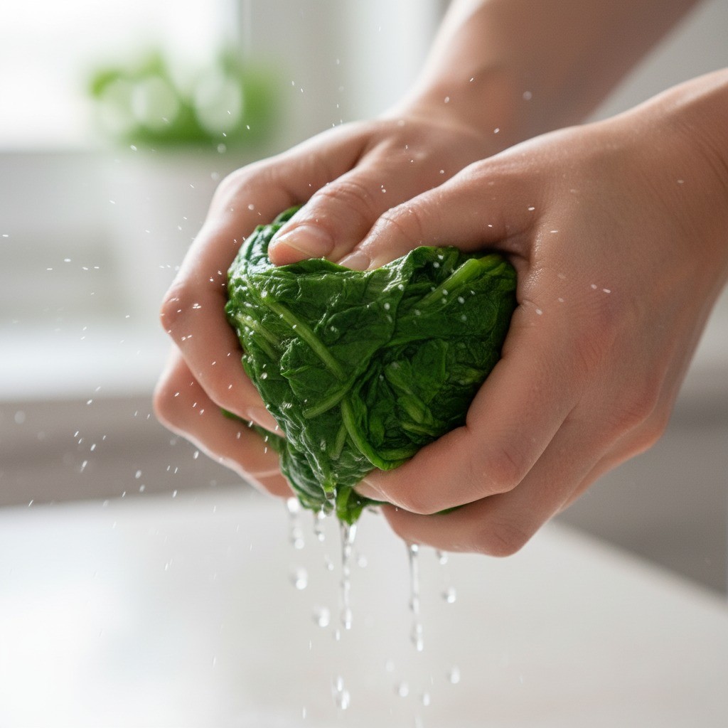 시금치 물기 짜기, 나물 무침 전 수분 제거하는 요령