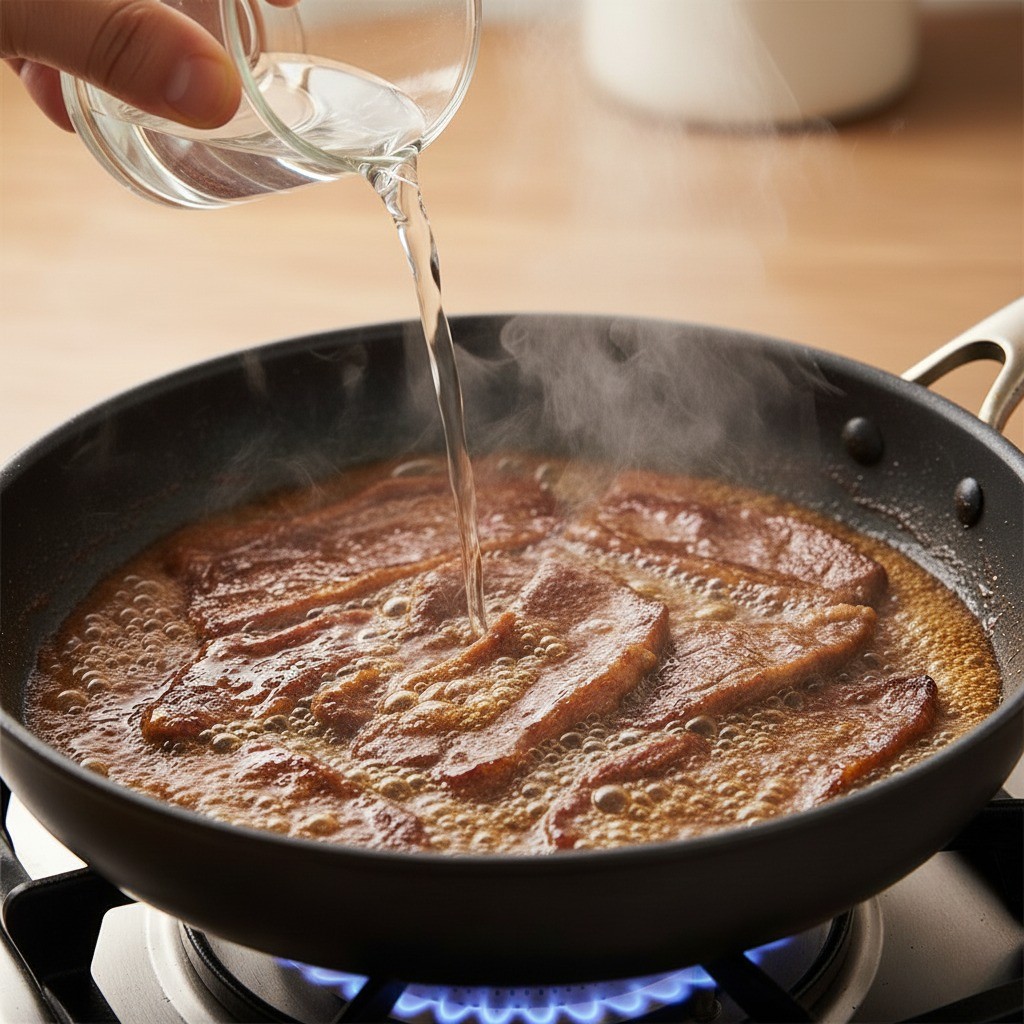 프라이팬에 물을 붓고 졸이듯이 타지 않게 LA갈비를 굽는 백종원 굽기 비법