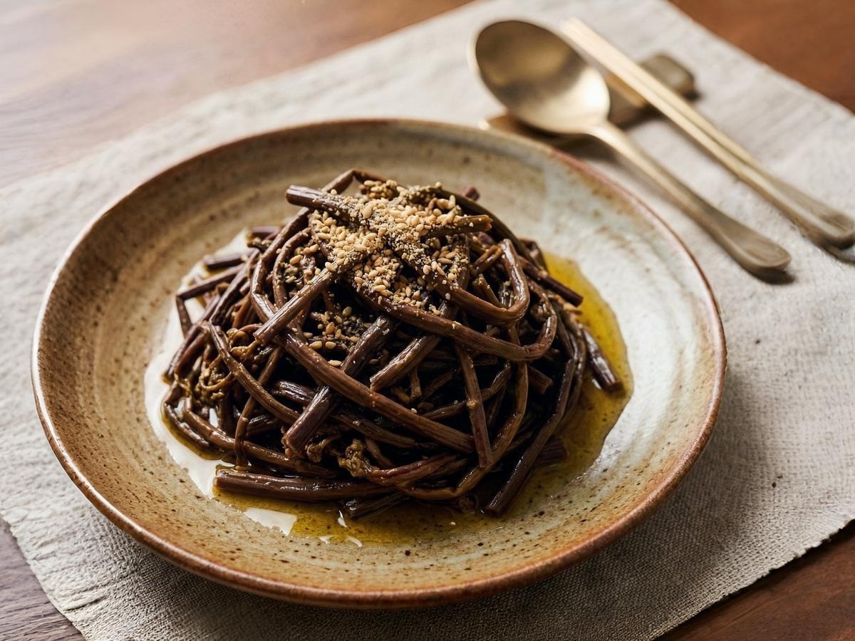 백종원 레시피로 만든 고소하고 부드러운 고사리나물 볶음 완성 접시