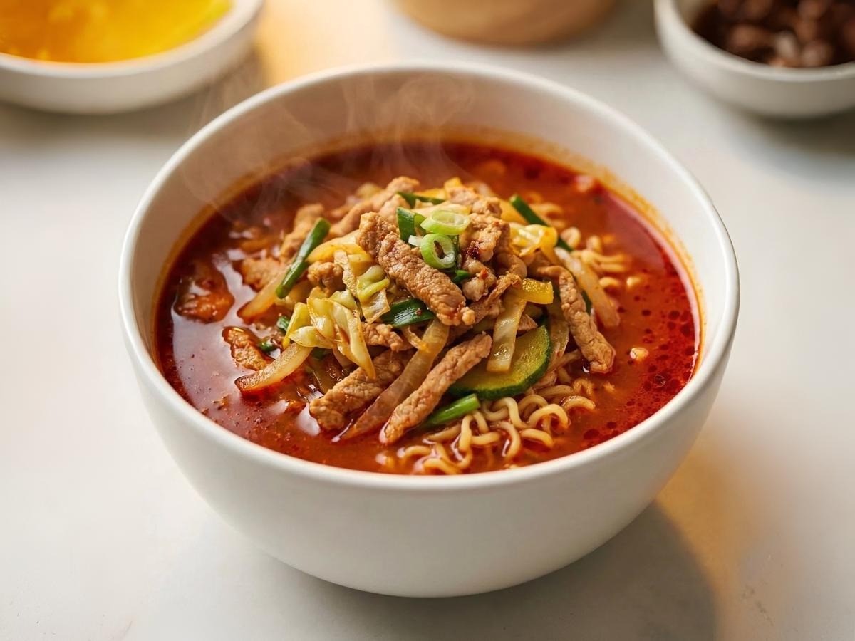 백종원 고기짬뽕라면 레시피 완성 - 돼지고기 뒷다리살로 만든 얼큰한 국물 요리