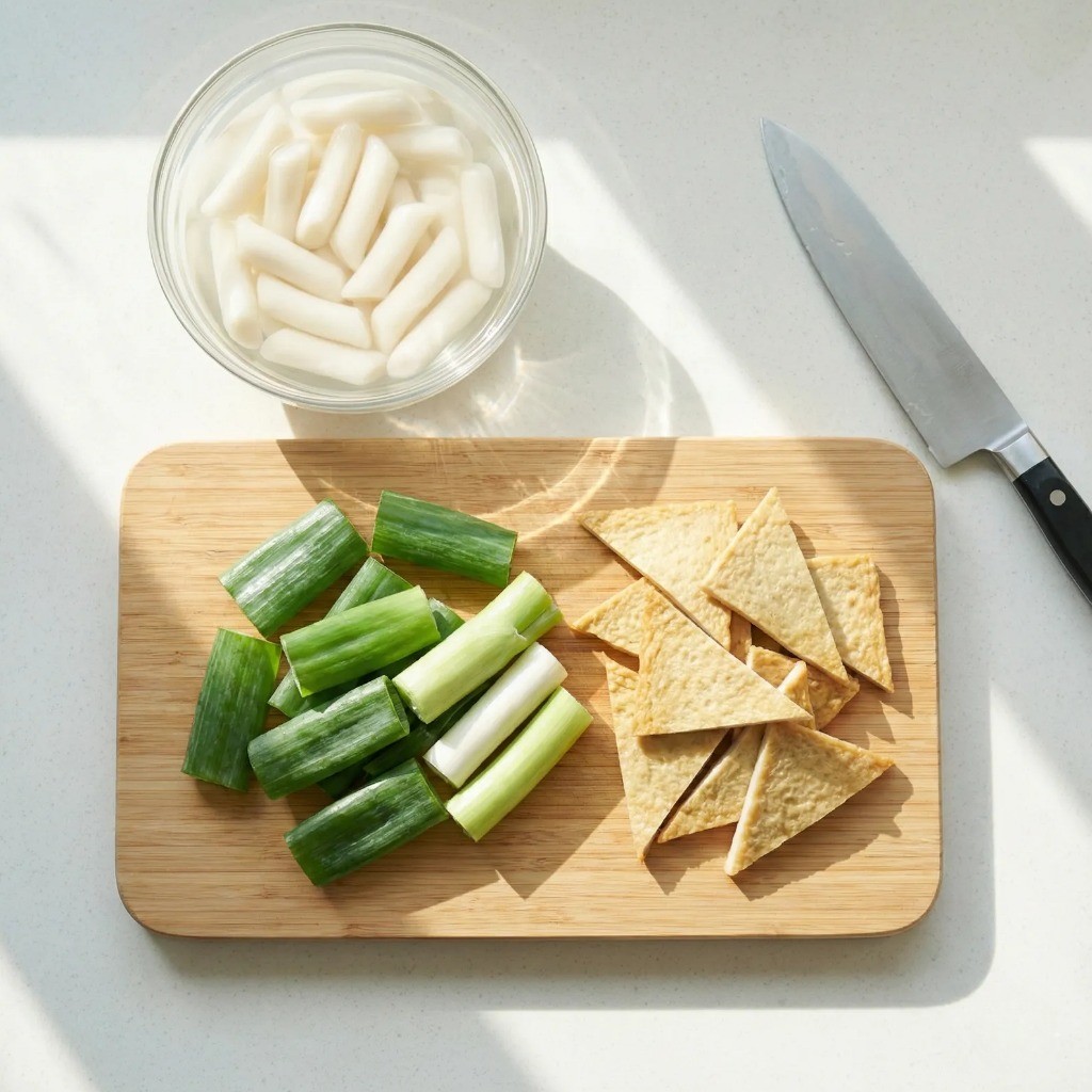 백종원 떡볶이 필수 재료 밀떡 어묵 대파 손질