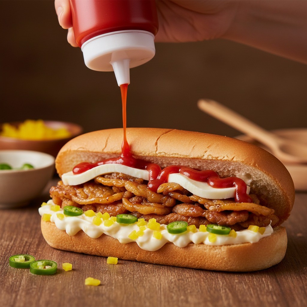 빵 사이에 불고기, 치즈, 케첩, 특제 소스를 듬뿍 넣어 완성한 수제 햄버거