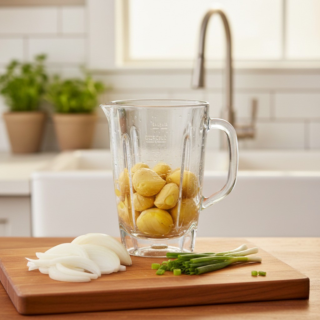 밤라면 레시피 재료 준비, 믹서기로 깐밤 갈아 밤소스 만들기