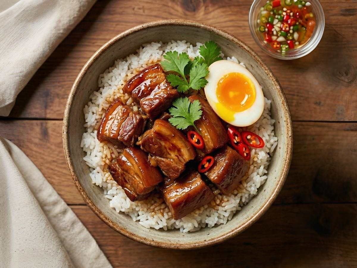 백종원 돼지고기 덮밥 레시피 완성 - 뒷다리살로 만든 태국식 족발 덮밥과 반숙 계란