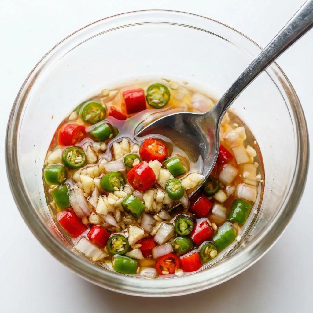 덮밥의 핵심 태국식 소스 만들기 - 다진 채소와 액젓 배합