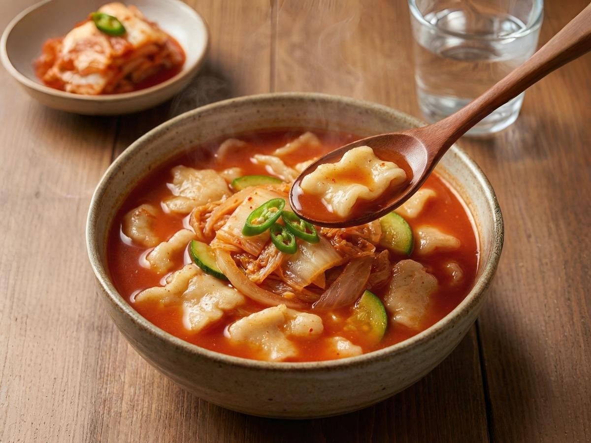 백종원 김치 수제비 황금레시피 - 멸치가루로 맛을 낸 얼큰하고 쫄깃한 국물 요리 완성