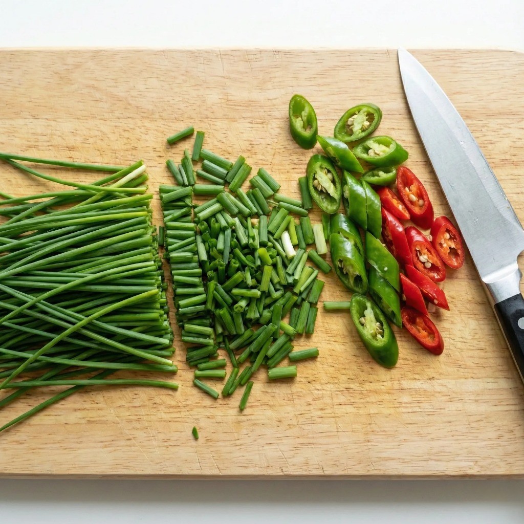 봄 제철 달래와 매콤한 청양고추 재료 손질