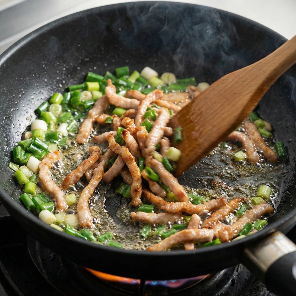 파기름 내고 돼지고기 볶기, 고소한 풍미 더하기