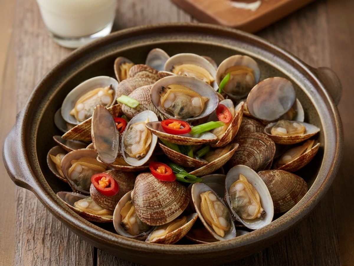 백종원 레시피로 만든 바지락 볶음과 술찜 완성 사진, 막걸리 안주 추천